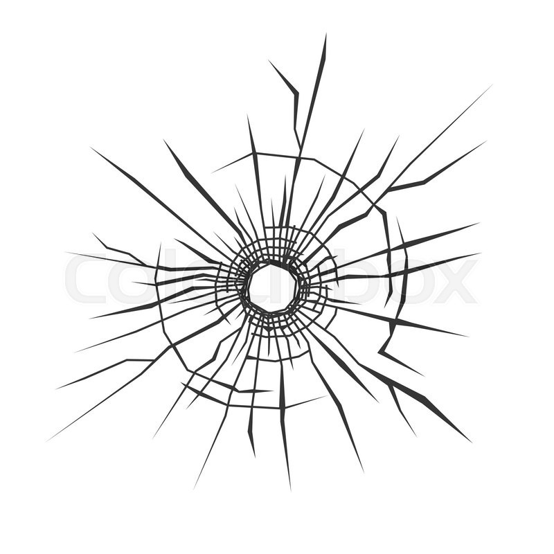 800x800 Bullet Hole In Glass White Stock Vector Colourbox