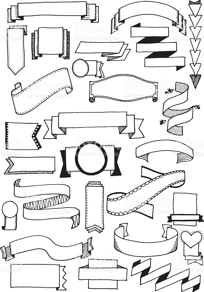714x1024 Hand Drawn Vector Doodle Banners, Quirky And Fun Banner Clip Art