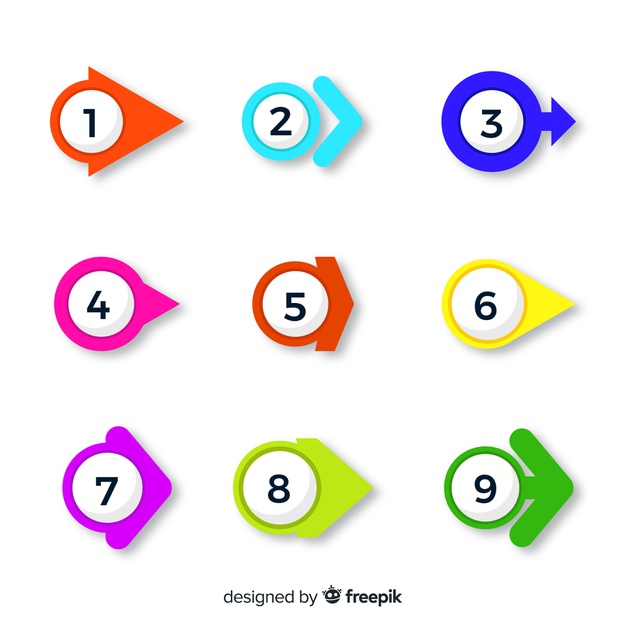 626x626 Colorful Arrow Bullet Point Collection Vector Free Download
