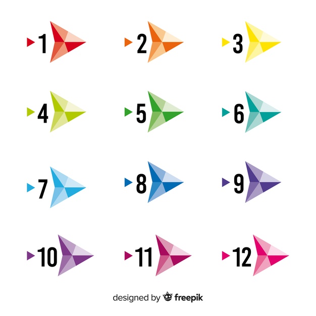 626x626 Flat Arrow Bullet Point Collection Vector Free Download
