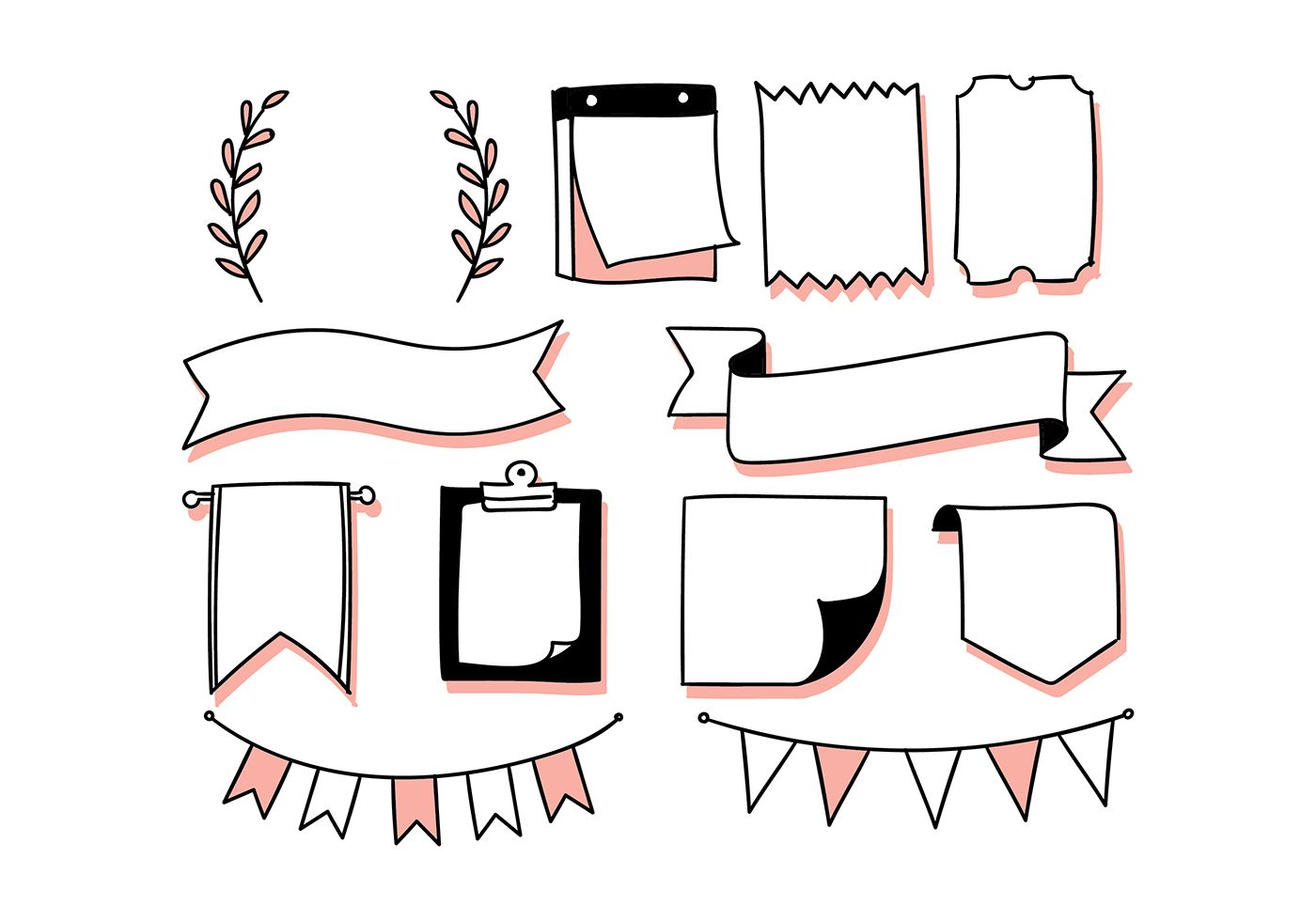 1400x980 Bullet Journal Elements Free Vector Study Notes Vector Free