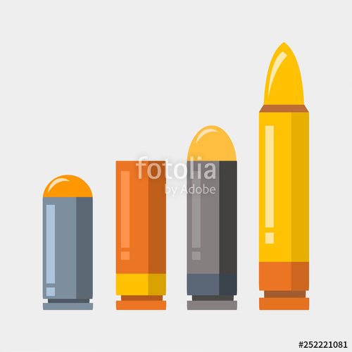 500x500 Bullet Gun Military Vector Illustration Set Stock Image