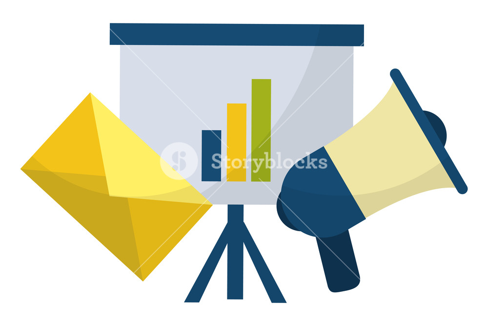 1000x667 Business Profit On Whiteboard With Email And Bullhorn Vector