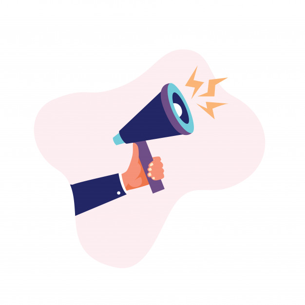 626x626 Human Hand Holding Megaphone Or Bullhorn Vector Illustration