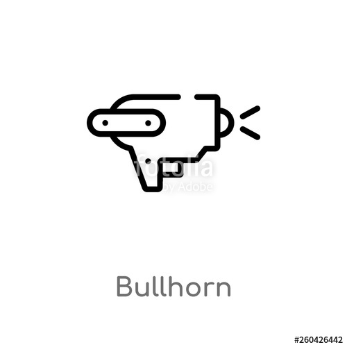 500x500 Outline Bullhorn Vector Icon Isolated Black Simple Line Element