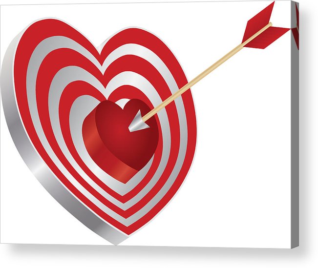 651x549 Arrow On Heart Shape Bullseye Vector Illustration Acrylic Print