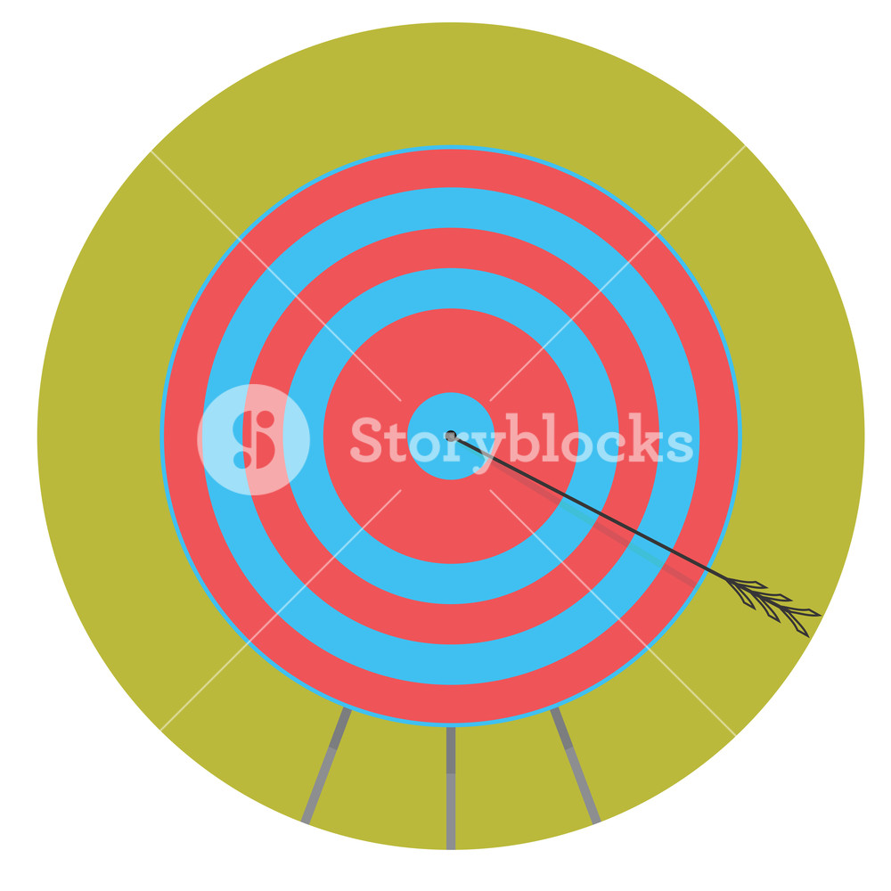1000x1000 Right In Bullseye Arrow In Target Icon Flat Bullseye Shot Winner