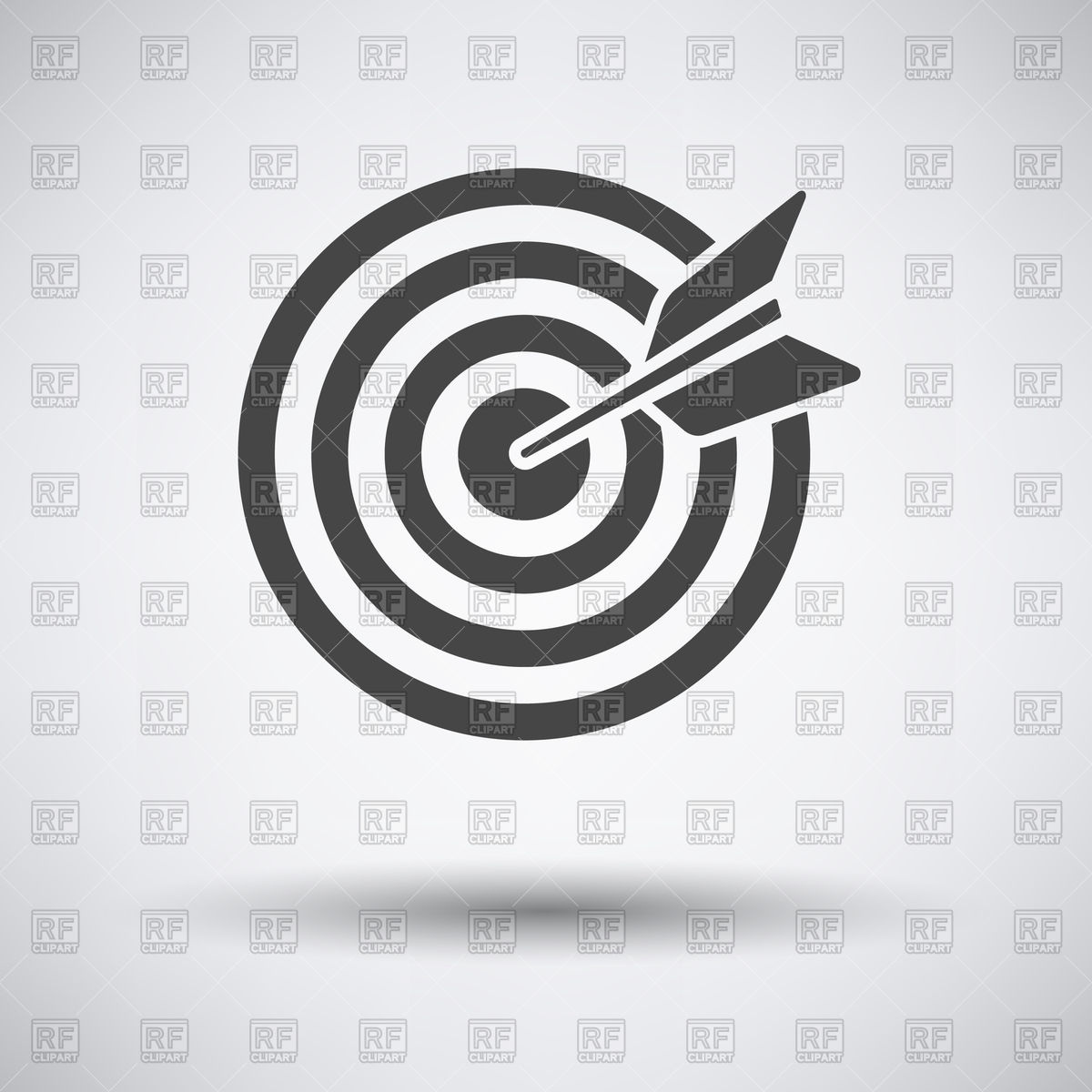 1200x1200 Target With Dart In Bullseye Icon On A Gray Background With Round