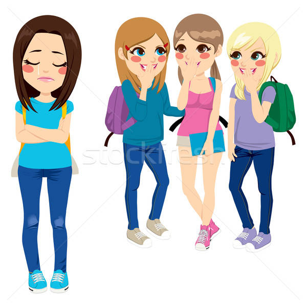 600x600 School Girls Bullying Vector Illustration Kakigori