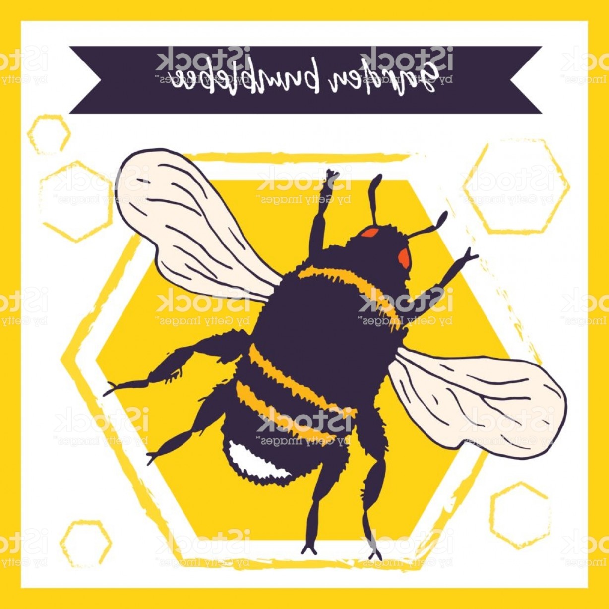 1228x1228 Vector Bee Illustration Sketch With Bumblebee And Honeycombs Gm