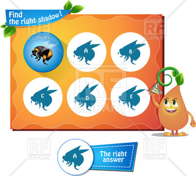 400x359 Visual Game Task Find Right Shadow Bumblebee Vector Image