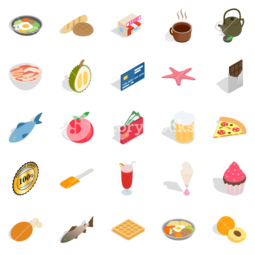 1000x1000 Filling For Bun Icons Set Isometric Set Of Filling For Bun