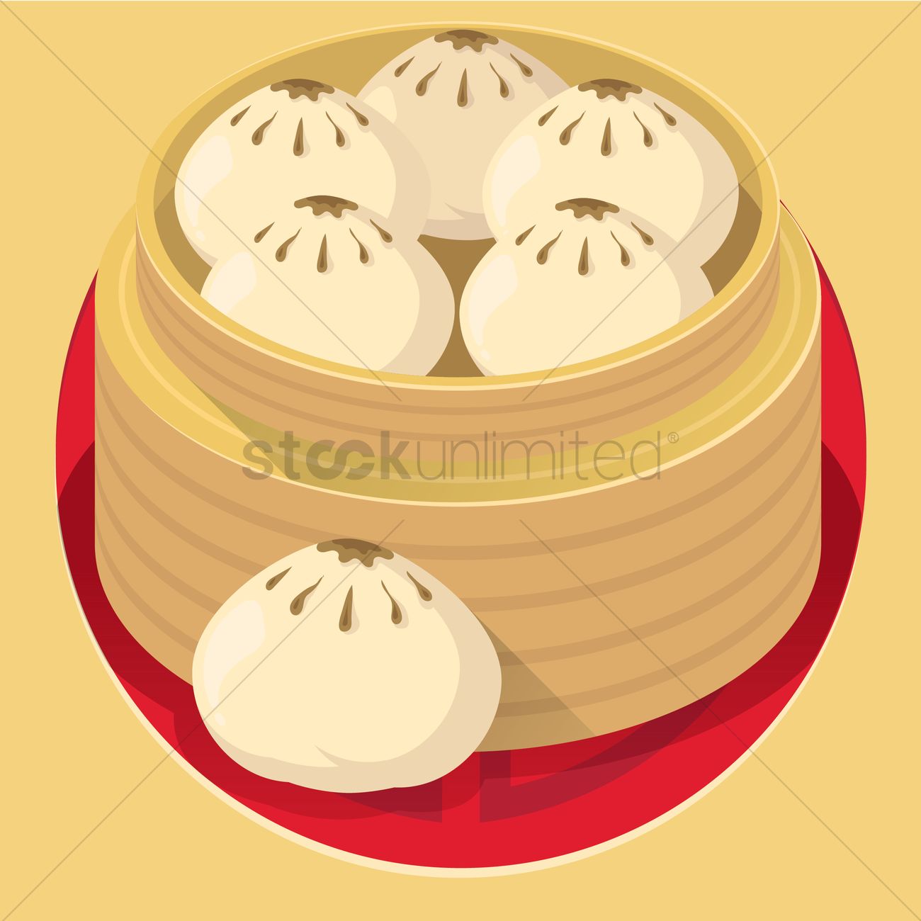 1300x1300 Steamed Bun Vector Image