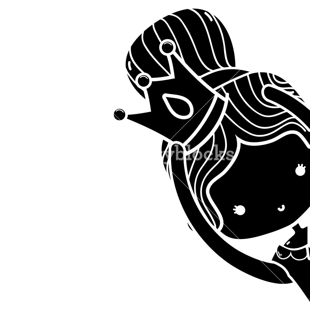 1000x1000 Contour Girl Dancing Ballet With Bun Hair And Crown Decoration