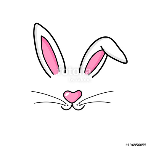 500x500 Cute Easter Bunny Vector Illustration, Hand Drawn Face Of Bunny