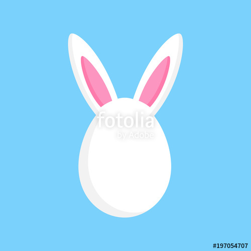 500x500 Cute Easter Egg With Bunny Ears, Vector Graphic Illustration