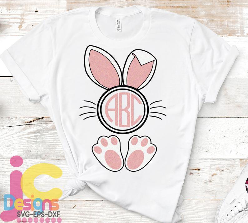 794x713 Easter Bunny Ears Feet Monogram Frame Ear Easter Etsy