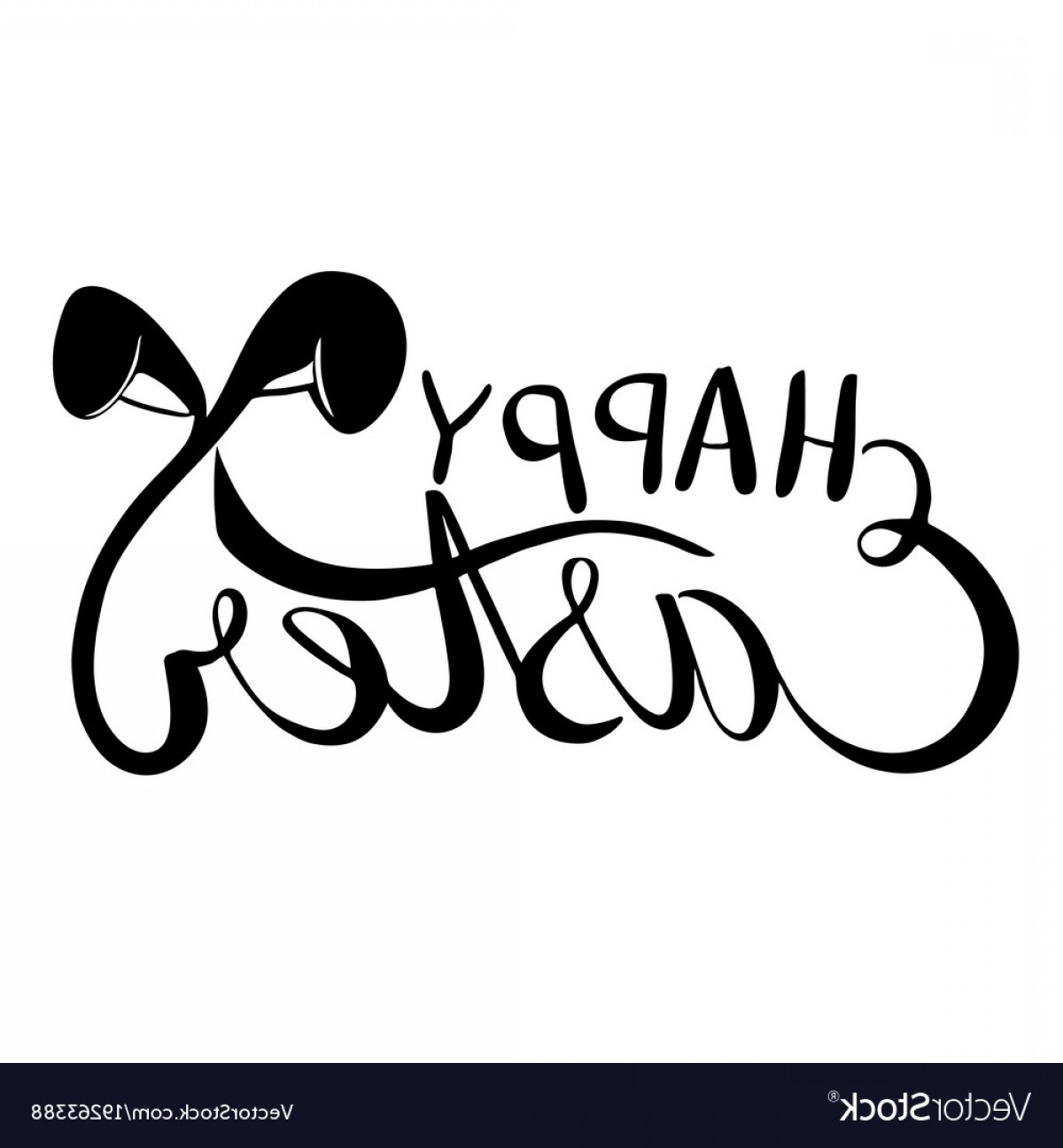 1200x1296 Happy Easter Words With Bunny Ears Vector Soidergi