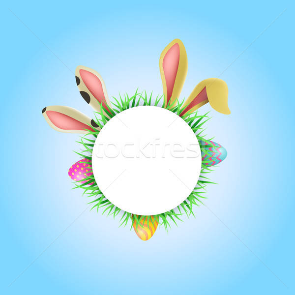 600x600 Happy Easter Empty Holiday Card With Bunny Ears Vector