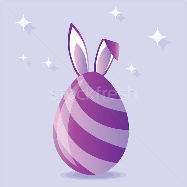 600x600 Purple Easter Egg With Bunny Ears Vector Illustration Clip Art I