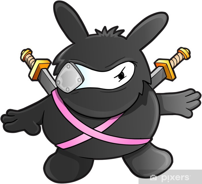 700x638 Ninja Warrior Bunny Rabbit Vector Illustration Art Wall Mural