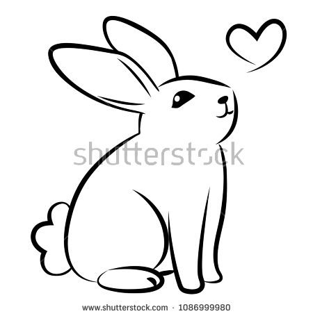 450x455 Rabbit Vector On White Background Use For Web, Line Icon