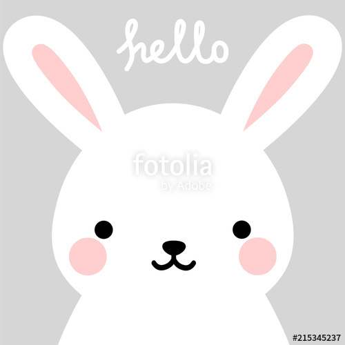 500x500 Rabbit Vector Print, Baby Shower Card Hello Bunny With Balloon