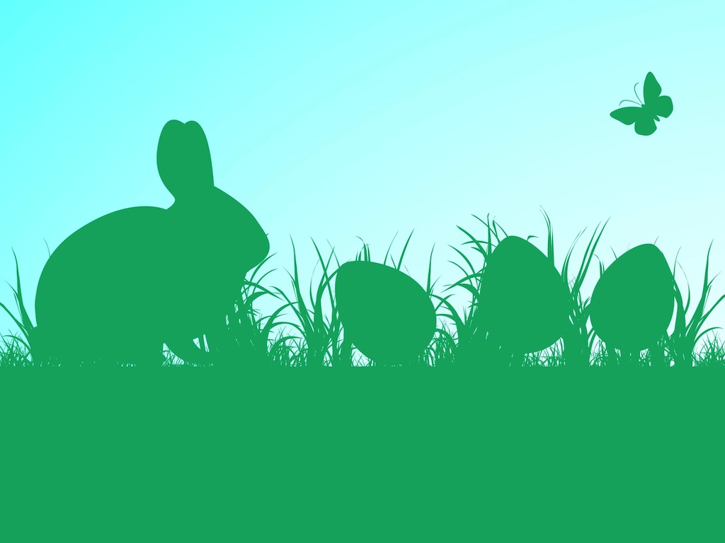 1024x768 Easter Bunny Silhouette Vector Art Graphics