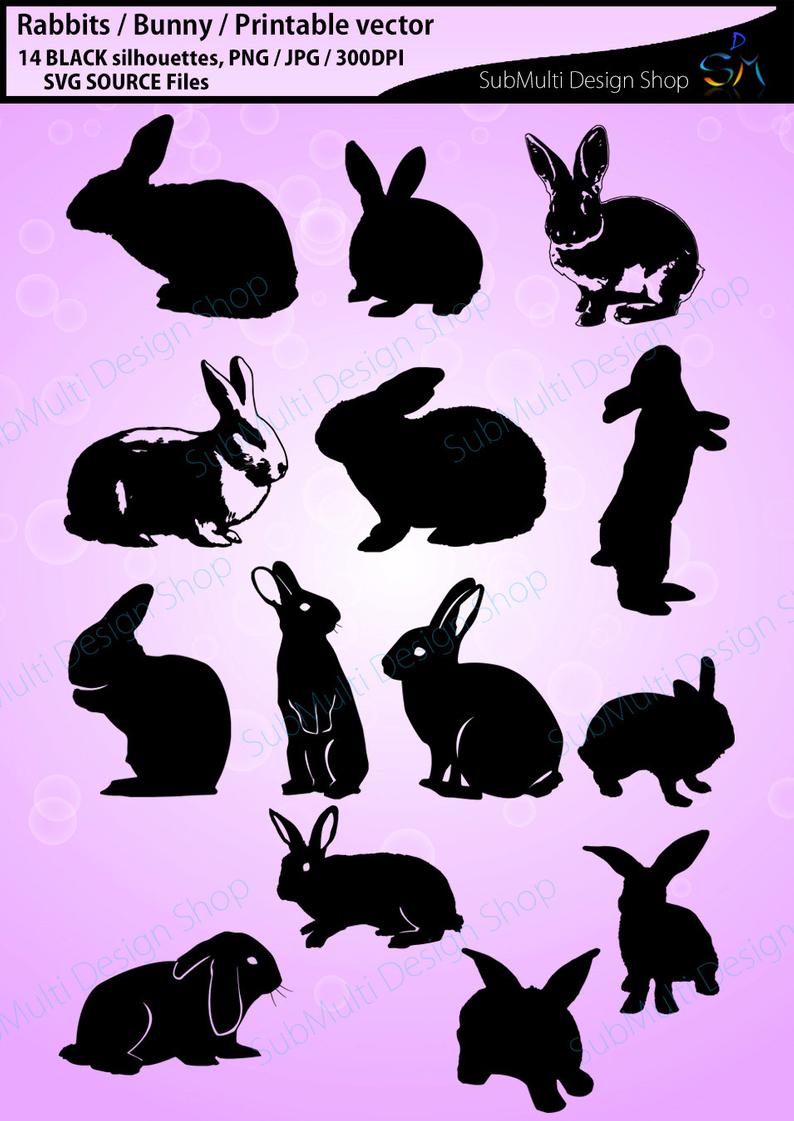 794x1121 Rabbit Silhouette Vector Rabbit Bunny Silhouettes High Etsy