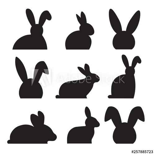 500x500 Easter Bunny Silhouette Vector Illustration