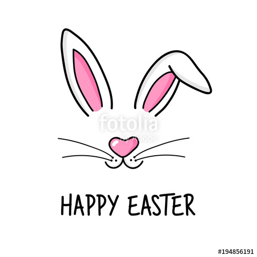 500x500 Cute Easter Bunny Vector Illustration, Hand Drawn Face Of Bunny