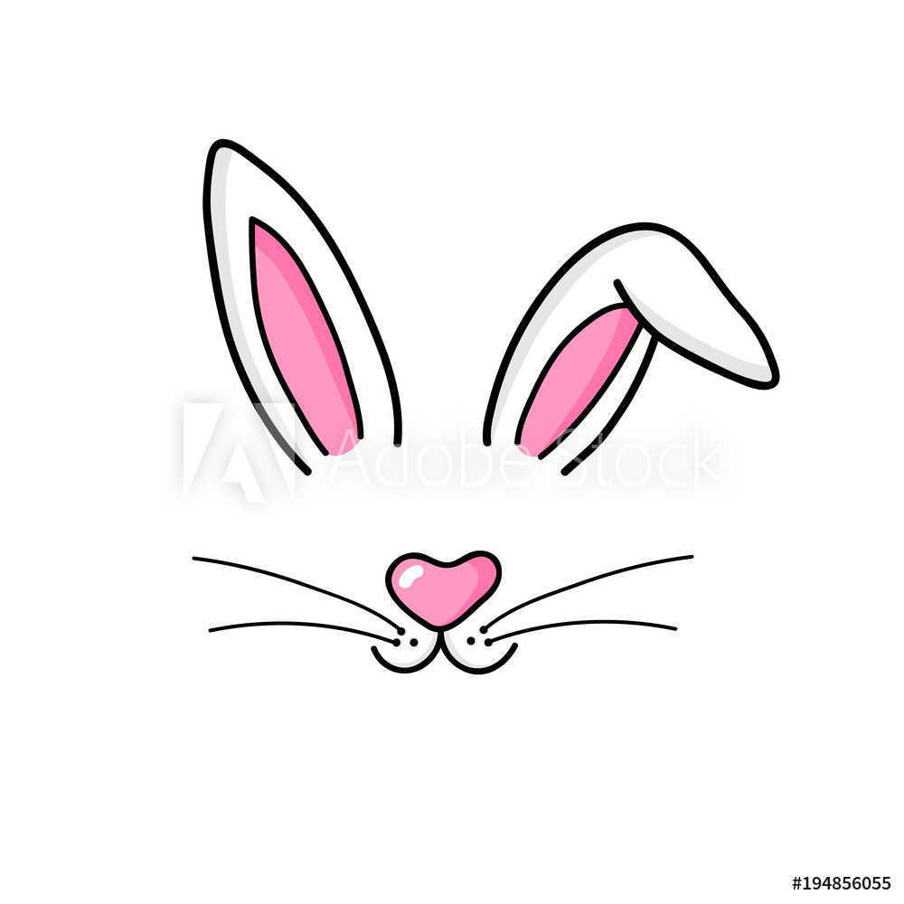 1000x1000 Fotografie, Obraz Cute Easter Bunny Vector Illustration, Hand