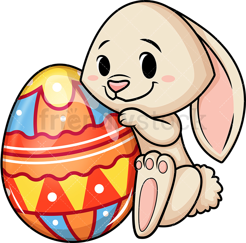 798x786 Shy Easter Bunny Cartoon Vector Clipart