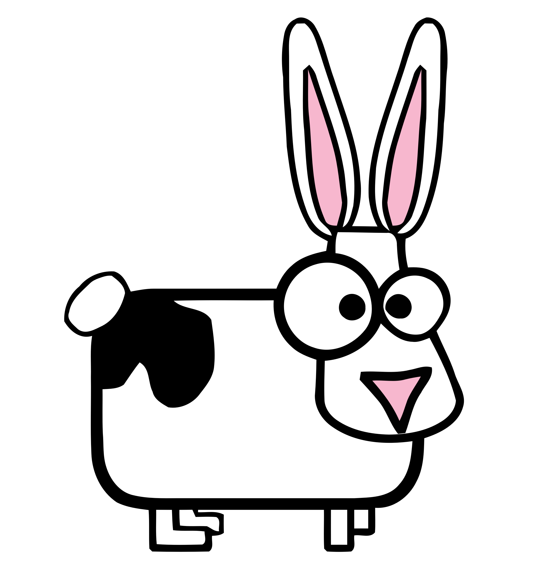 2208x2400 Silly Cartoon Cow Bunny Vector Clipart Image
