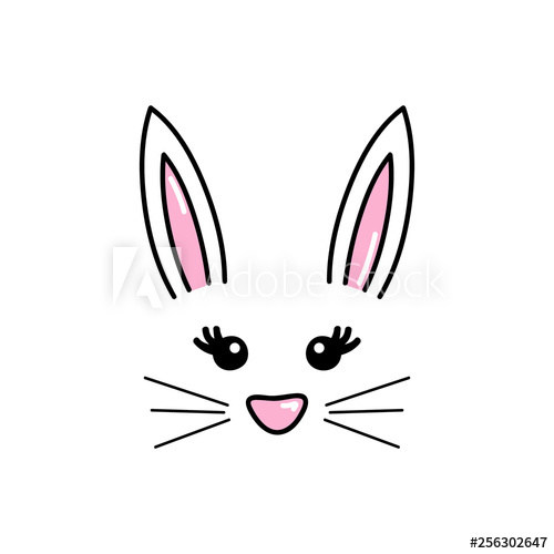 500x500 Cute Easter Bunny Vector Illustration, Hand Drawn Face Of Bunny