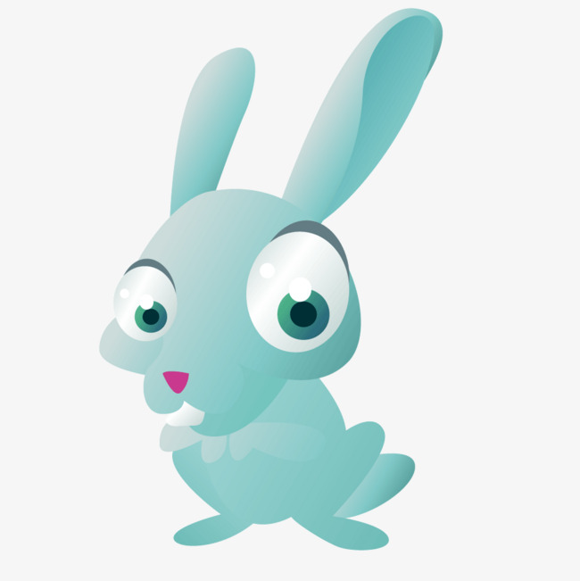 650x651 Vector Cartoon Animal Blue Bunny, Cartoon Clipart, Animal Clipart