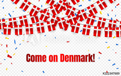 500x313 Denmark Garland Flag With Confetti On Transparent Background, Hang