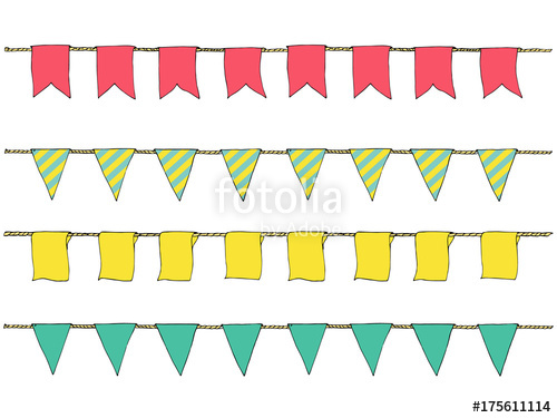 500x375 Hand Drawn Colorful Doodle Bunting Banners For Decoration Doodle