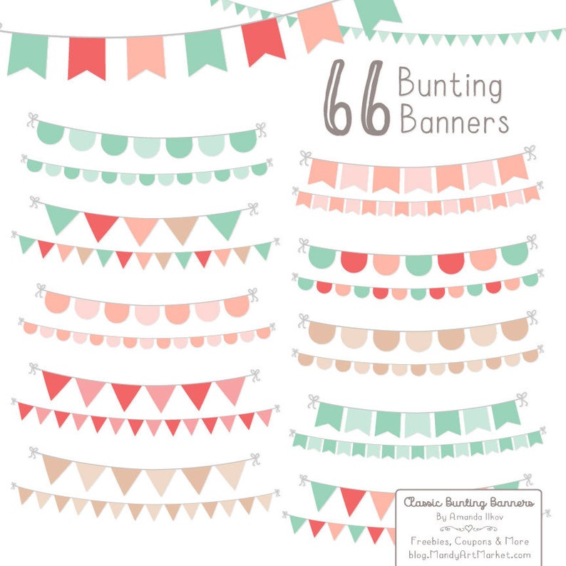 794x794 Professional Bunting Banner Clipart Vectors In Mint And Etsy