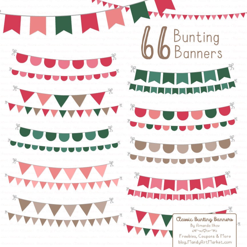 864x864 Professional Bunting Banner Clipart Vectors In Rose Garden Etsy