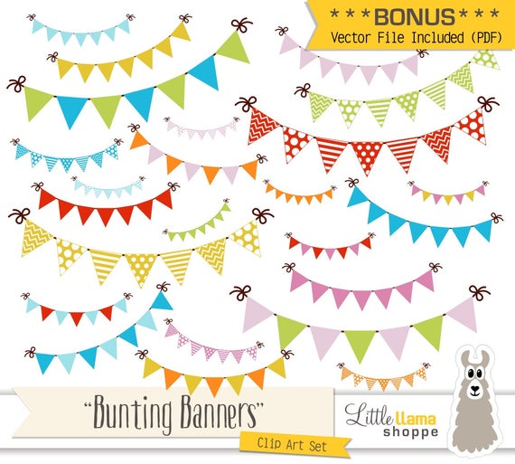 570x513 Bunting Banner Clip Art Garland Clipart Party Flag Clipart Etsy