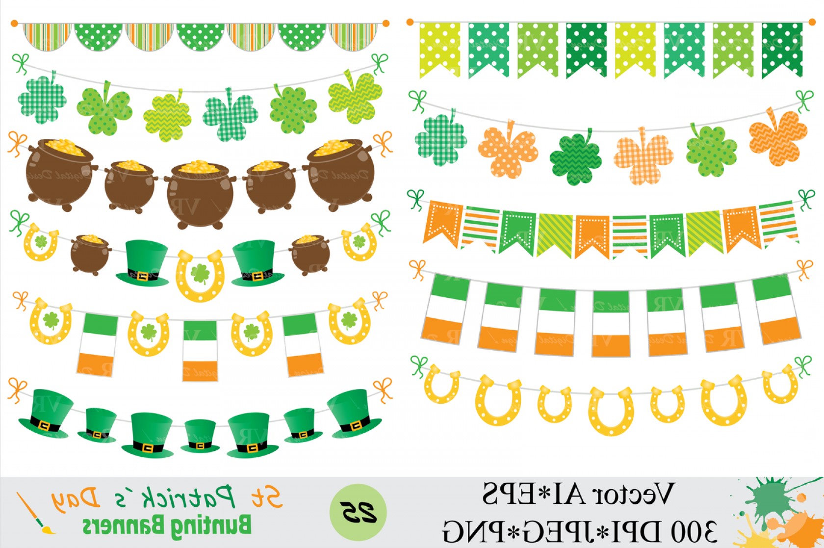 1680x1117 St Patrick S Day Bunting Banner Clipart Vector Soidergi