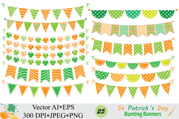 580x386 St Patrick`s Day Bunting Banner Clipart Graphic