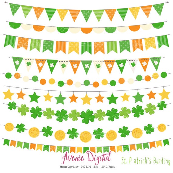 570x570 St Patrick's Day Bunting Banner Clipart Scrapbook Etsy