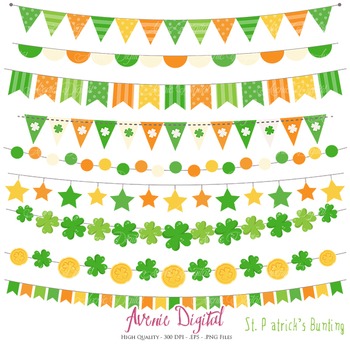 350x350 St Patrick's Day Bunting Banner Clipart Scrapbook Vector St