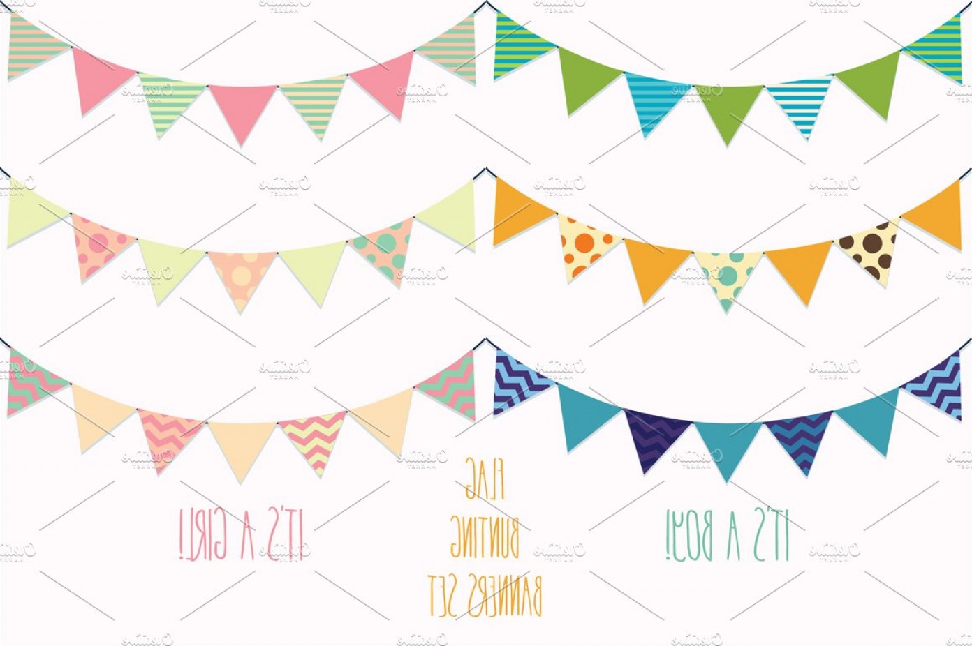 1392x926 Flag Banners Bunting Vector Clipart Handandbeak