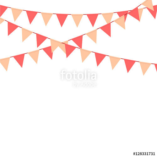 500x500 Pink Bunting Flag Decoration Background Vector Stock Image