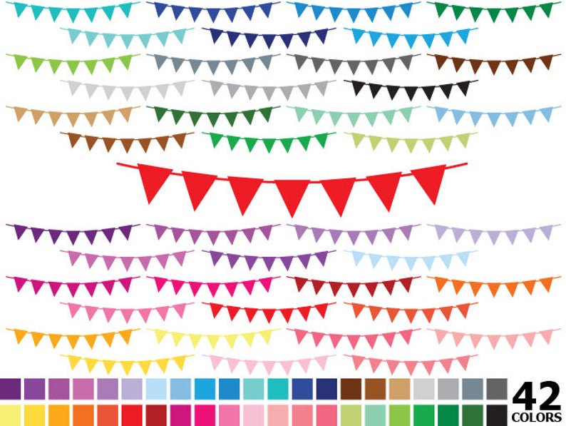 794x597 Rainbow Bunting Clipart Digital Vector Bunting Flag Etsy