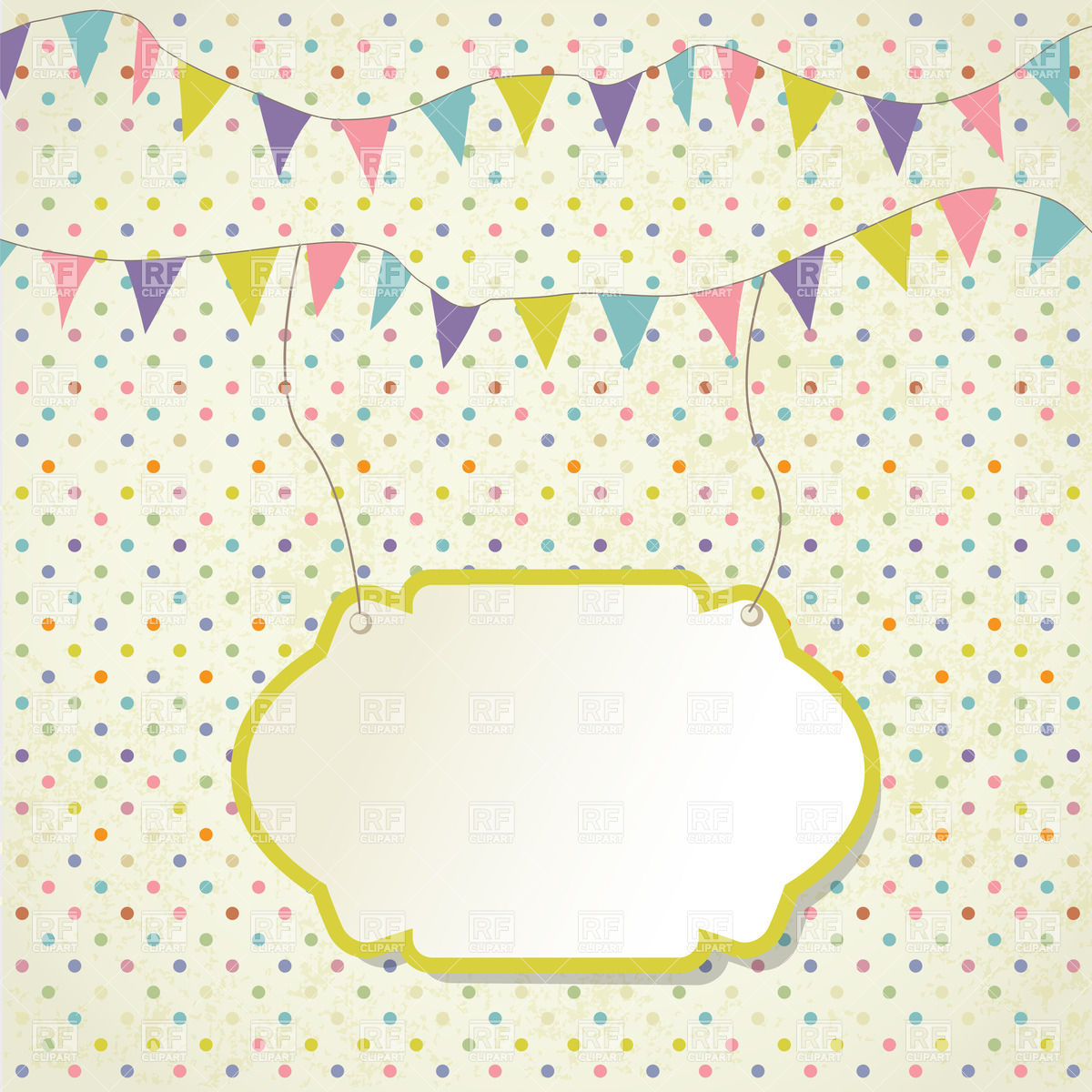 1200x1200 Vintage Frame With Birthday Bunting Flags Vector Image Of Borders