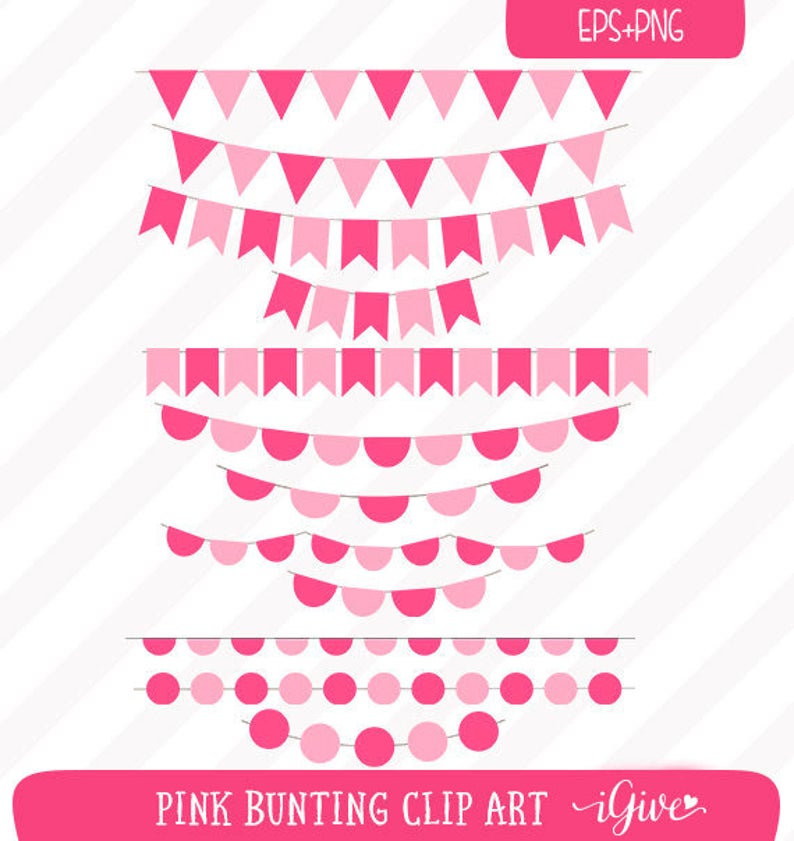 794x841 Pink Bunting Art Party Clip Art Vector Illustration Etsy